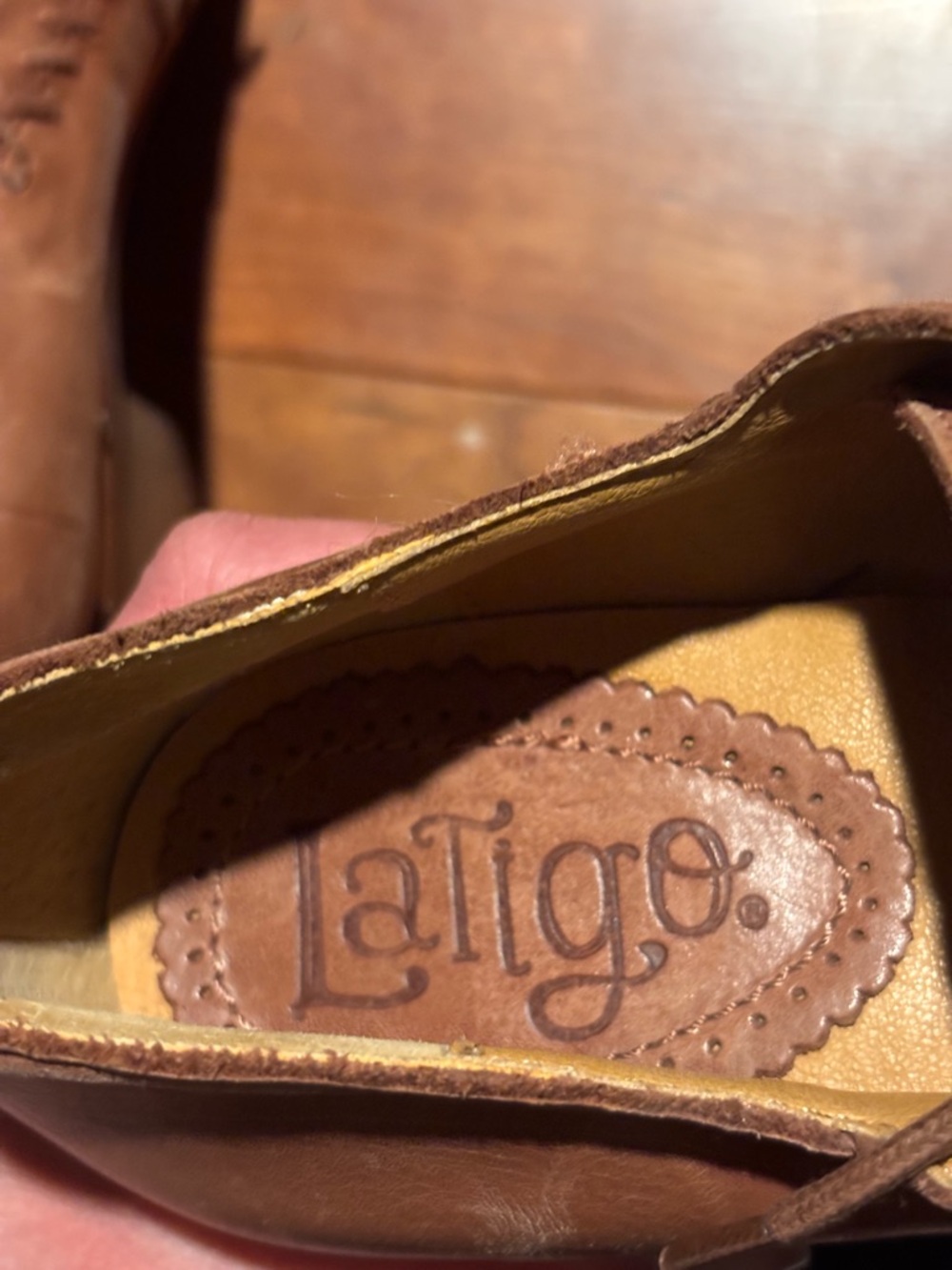 Anthropology Latigo Brown Leather Lace-Up Platform Block Heels - Picture 8 of 8
